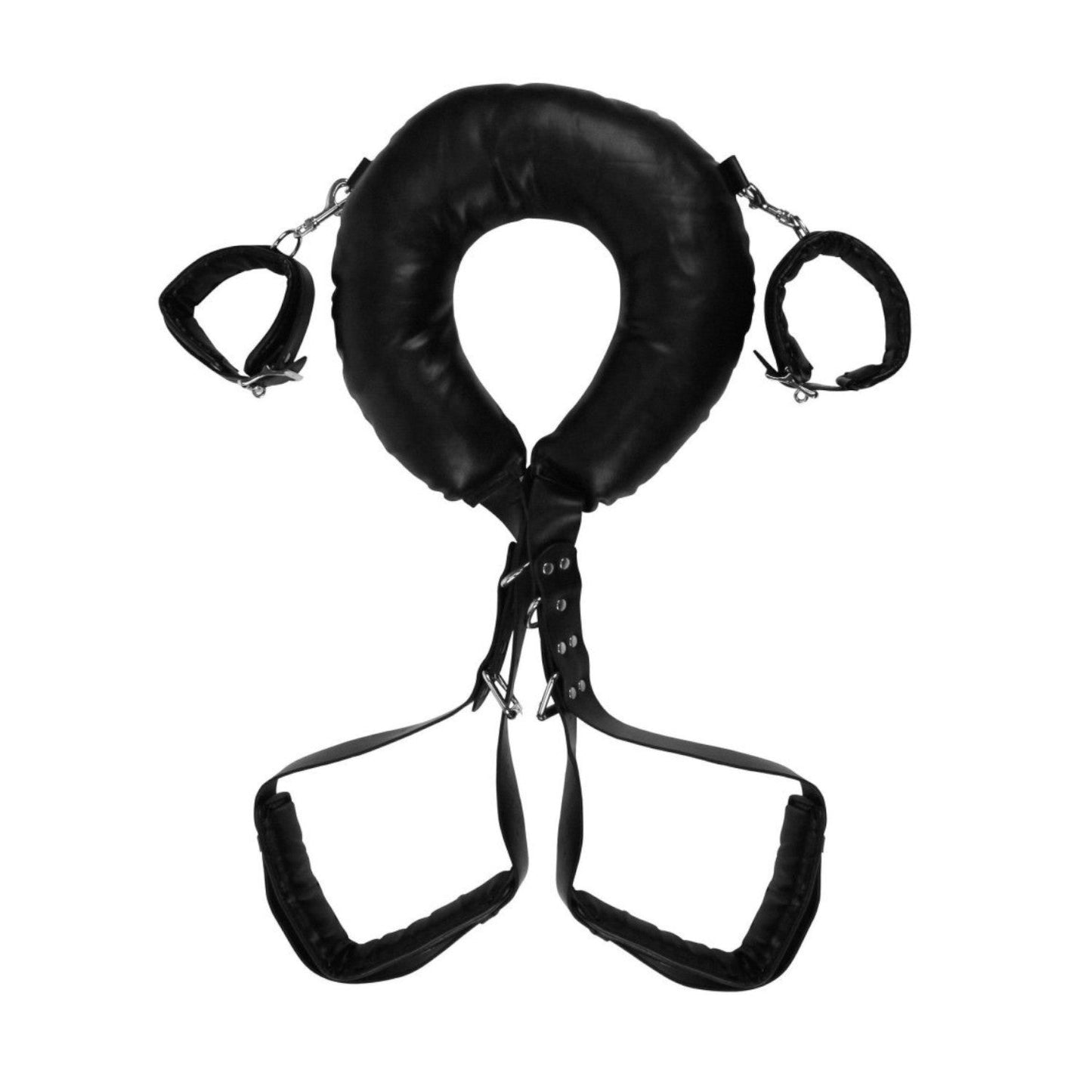 Shots Ouch! Padded Thigh Sling with Hand Cuffs Black