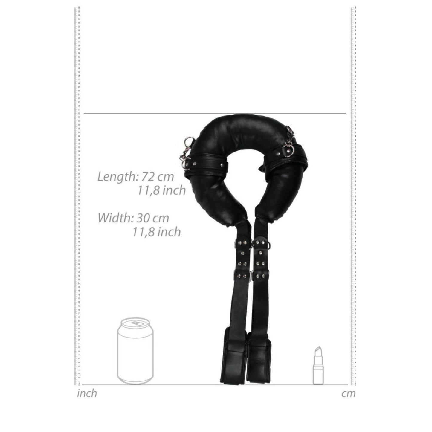 Shots Ouch! Padded Thigh Sling with Hand Cuffs Black