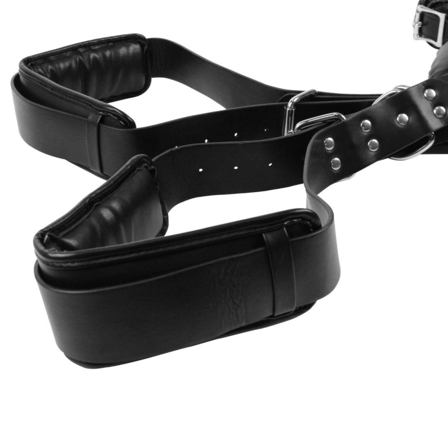 Shots Ouch! Padded Thigh Sling with Hand Cuffs Black