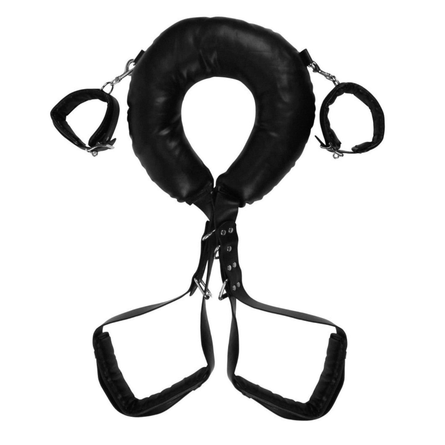 Shots Ouch! Padded Thigh Sling with Hand Cuffs Black