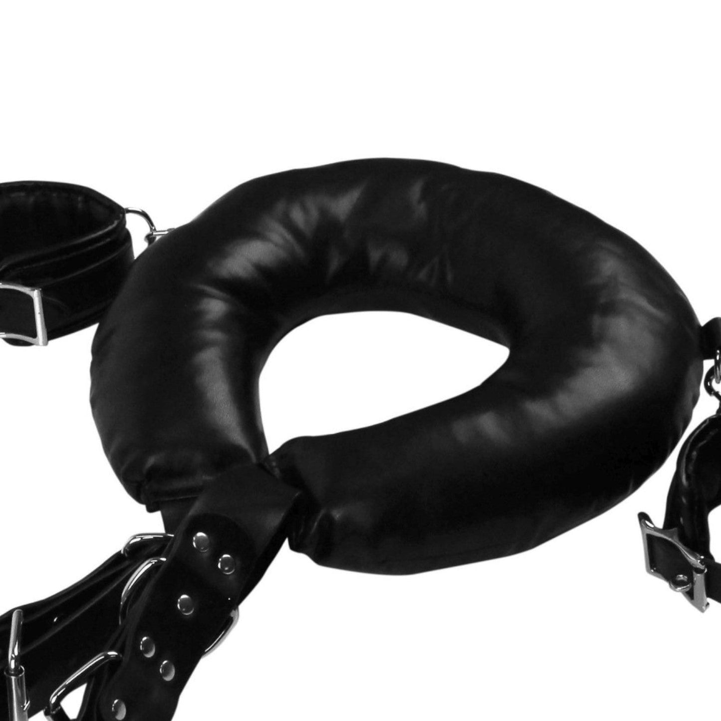 Shots Ouch! Padded Thigh Sling with Hand Cuffs Black