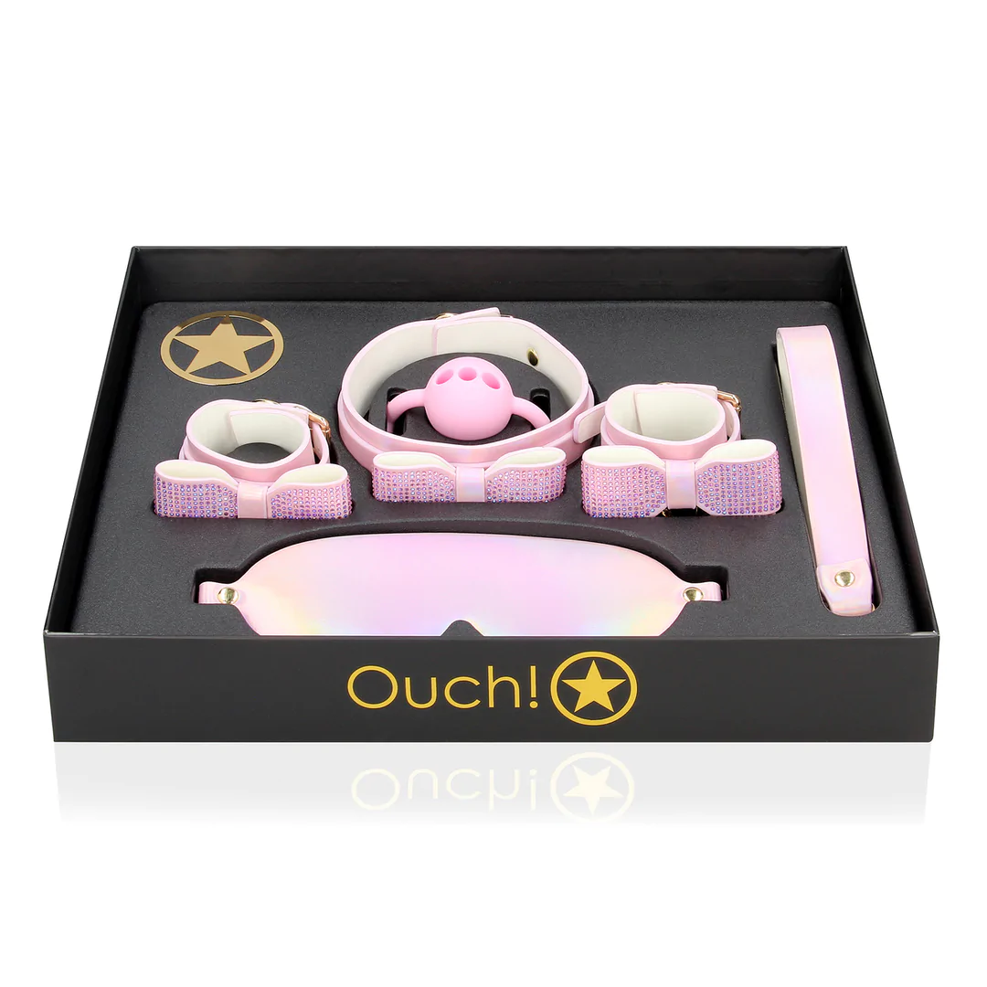 Shots Ouch! Paris Collection Gift Box - Pink 4-Piece Bondage Kit