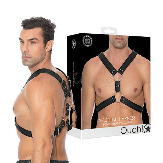 Shots Ouch! Scottish Body Harness - Black (S/M)