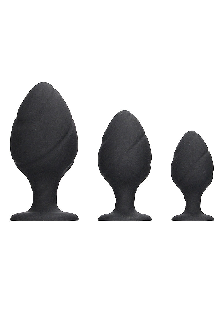 Shots Ouch! Swirled Butt Plug Set Black