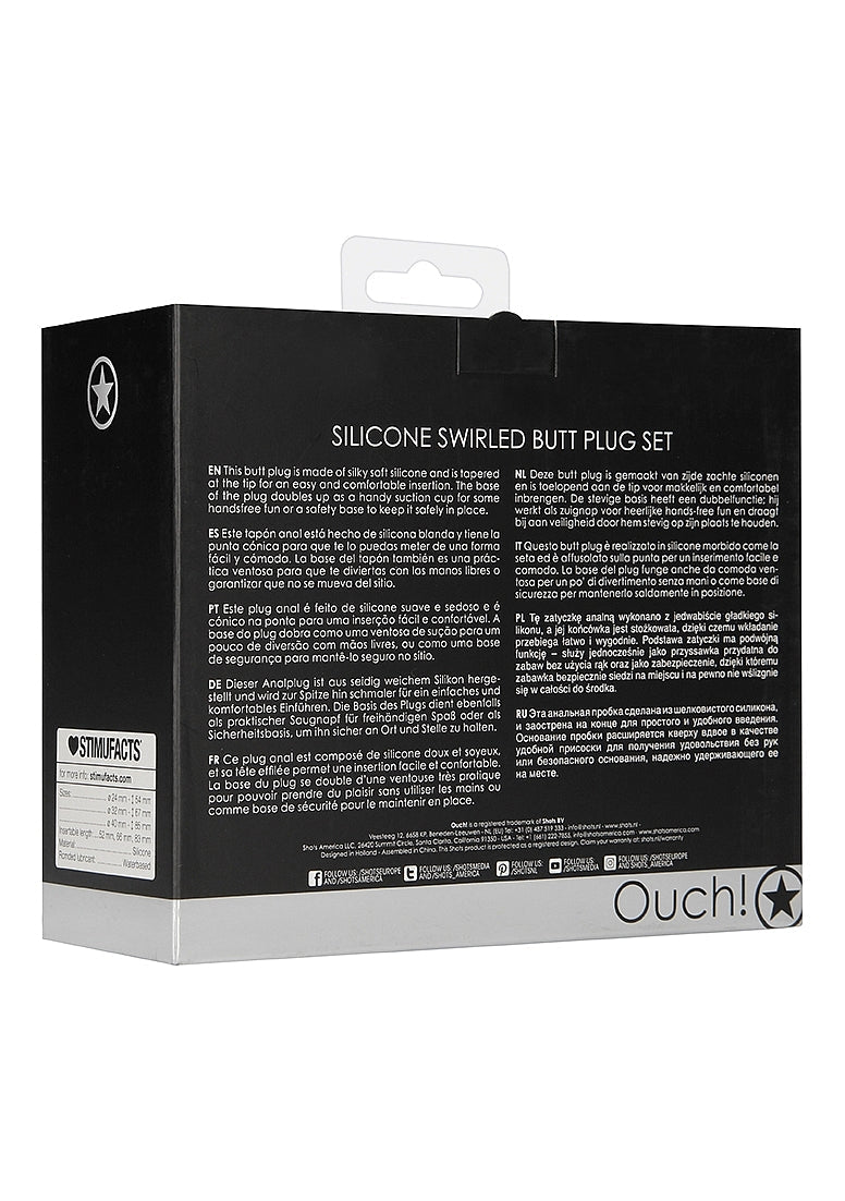 Shots Ouch! Swirled Butt Plug Set Black