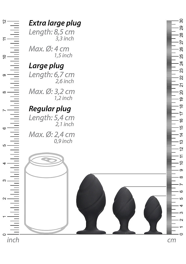 Shots Ouch! Swirled Butt Plug Set Black