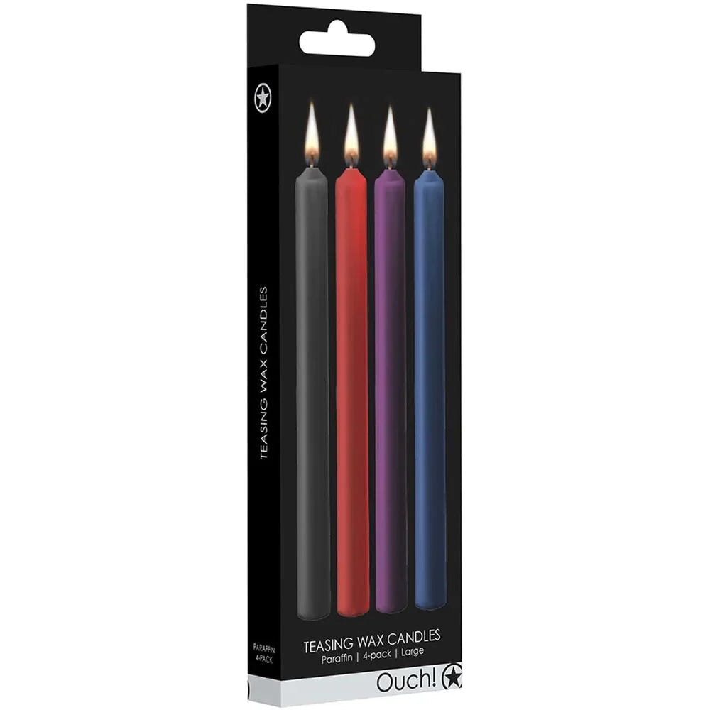 Shots Ouch! Teasing Wax Candles Large Mixed Colors 4-Pack