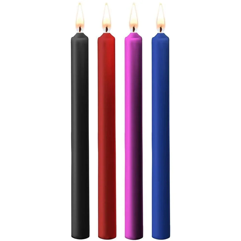 Shots Ouch! Teasing Wax Candles Large Mixed Colors 4-Pack