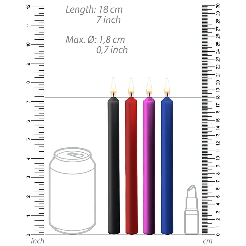 Shots Ouch! Teasing Wax Candles Large Mixed Colors 4-Pack