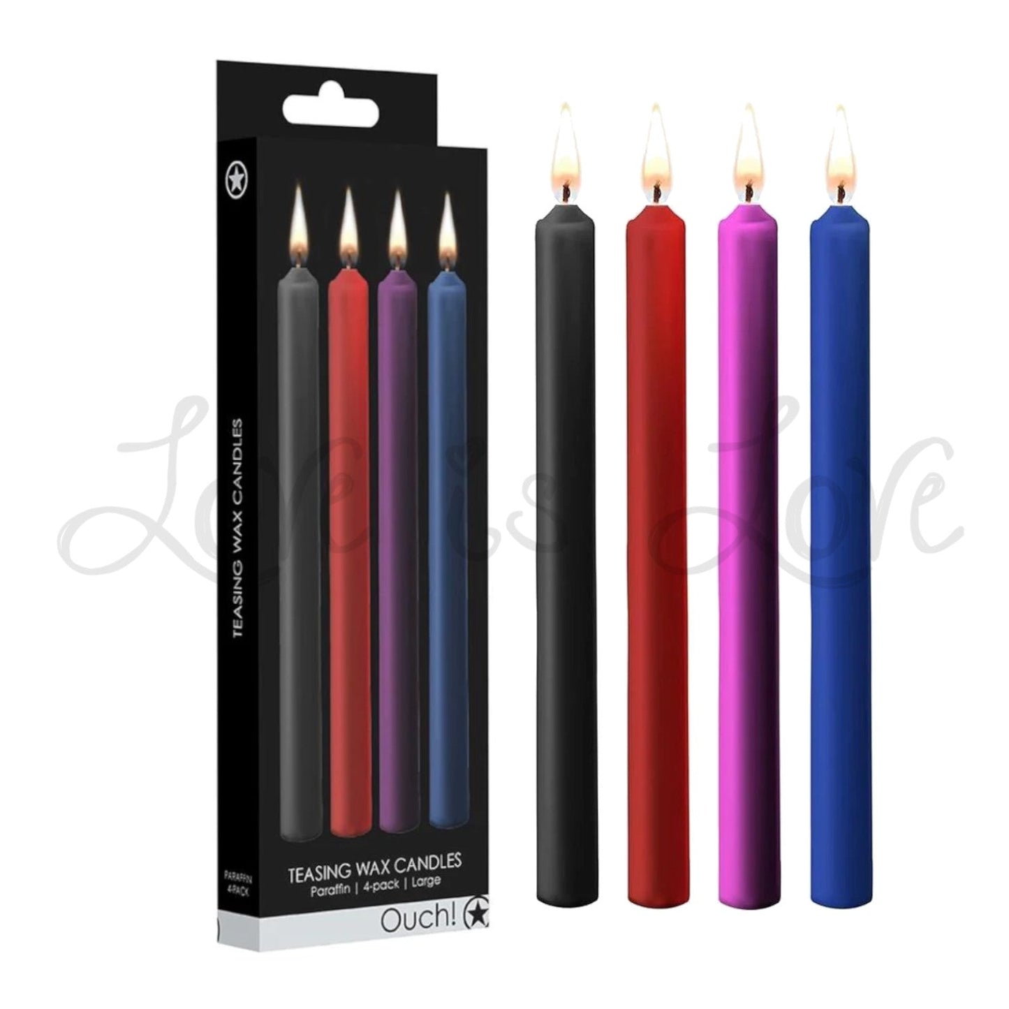 Shots Ouch! Teasing Wax Candles Large Mixed Colors 4-Pack