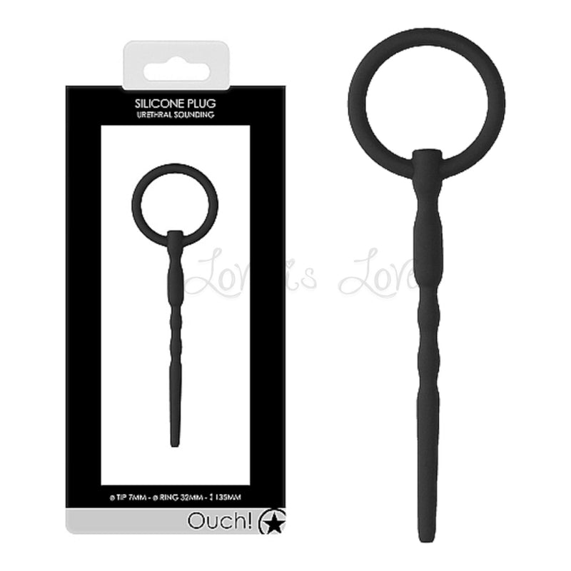 Shots Ouch! Urethral Sounding Silicone Penis Plug Black 7 mm