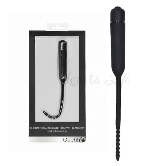 Shots Ouch! Urethral Sounding Silicone Vibrating Bullet Plug With Bead