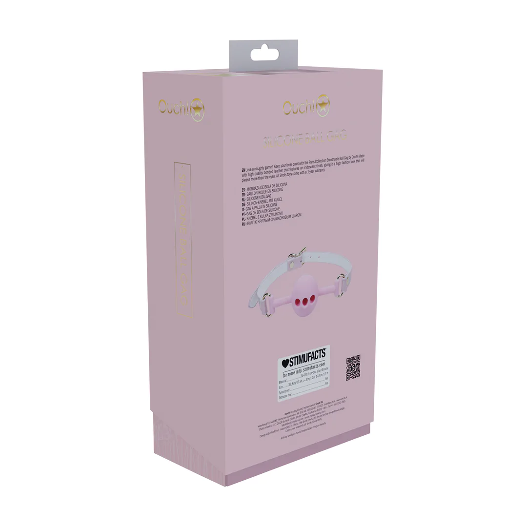 Shots Ouch! Paris Collection Silicone Ball Gag - Pink (One Size)