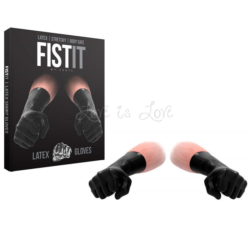 Shots Fist It Latex Short Gloves Black