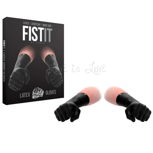 Shots Fist It Latex Short Gloves Black