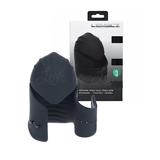 Shots LEVELZ Adjustable Vibrating Silicone Penis Head Stimulator Black