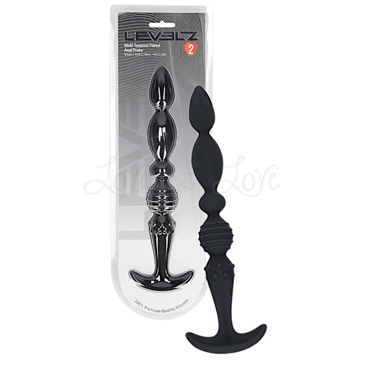 Shots LEVELZ Multi-Textured Silicone Anal Probe with Flared Base - Bla