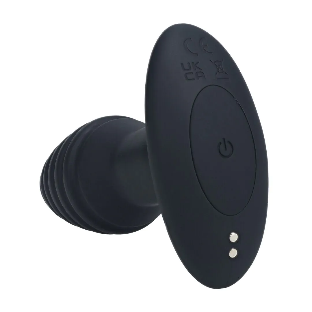 Shots LEVELZ Vibrating and Rotating Ribbed Silicone Anal Plug - Black