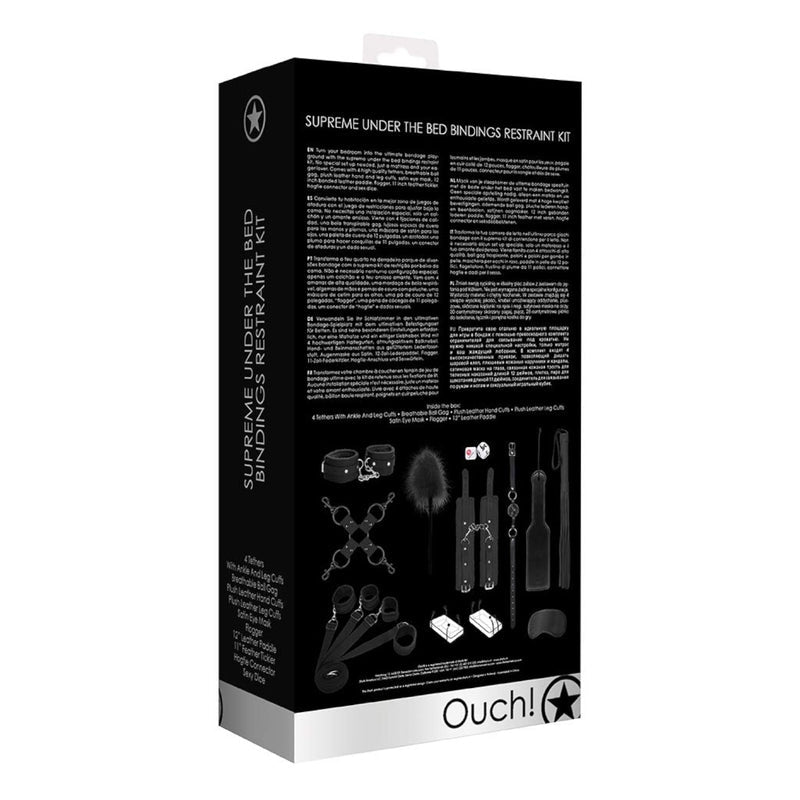 Shots Ouch! Supreme Bed Restraint Bindings Kit Black