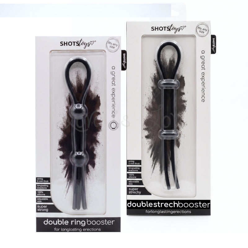Shots Toys Double Ring or Double Stretch Booster Adjustable Cock and B