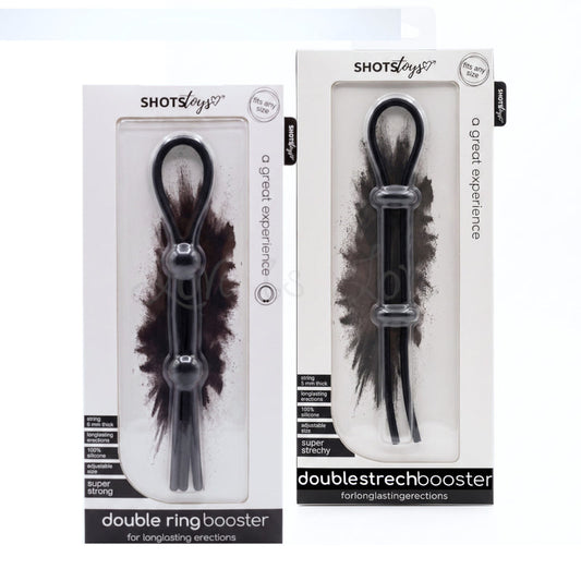 Shots Toys Double Ring or Double Stretch Booster Adjustable Cock and B