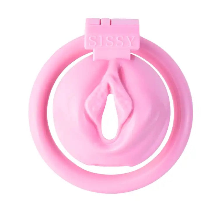 Sissy Chastity Cage Pussy Shape Design 4-Piece Ring #185 (40mm,45mm,50mm,55mm)