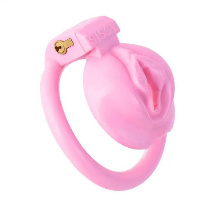 Sissy Chastity Cage Pussy Shape Design 4-Piece Ring #185 (40mm,45mm,50mm,55mm)
