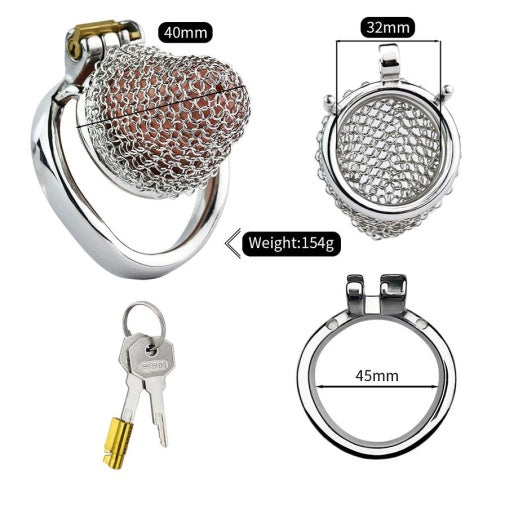 Stainless Steel Chainmail Chastity Cage 45mm #199C