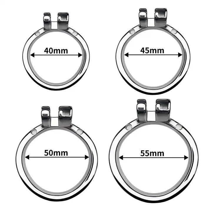 Stainless Steel Chastity Open Cage with Pole Lock with 45 mm Curved Ring #200C
