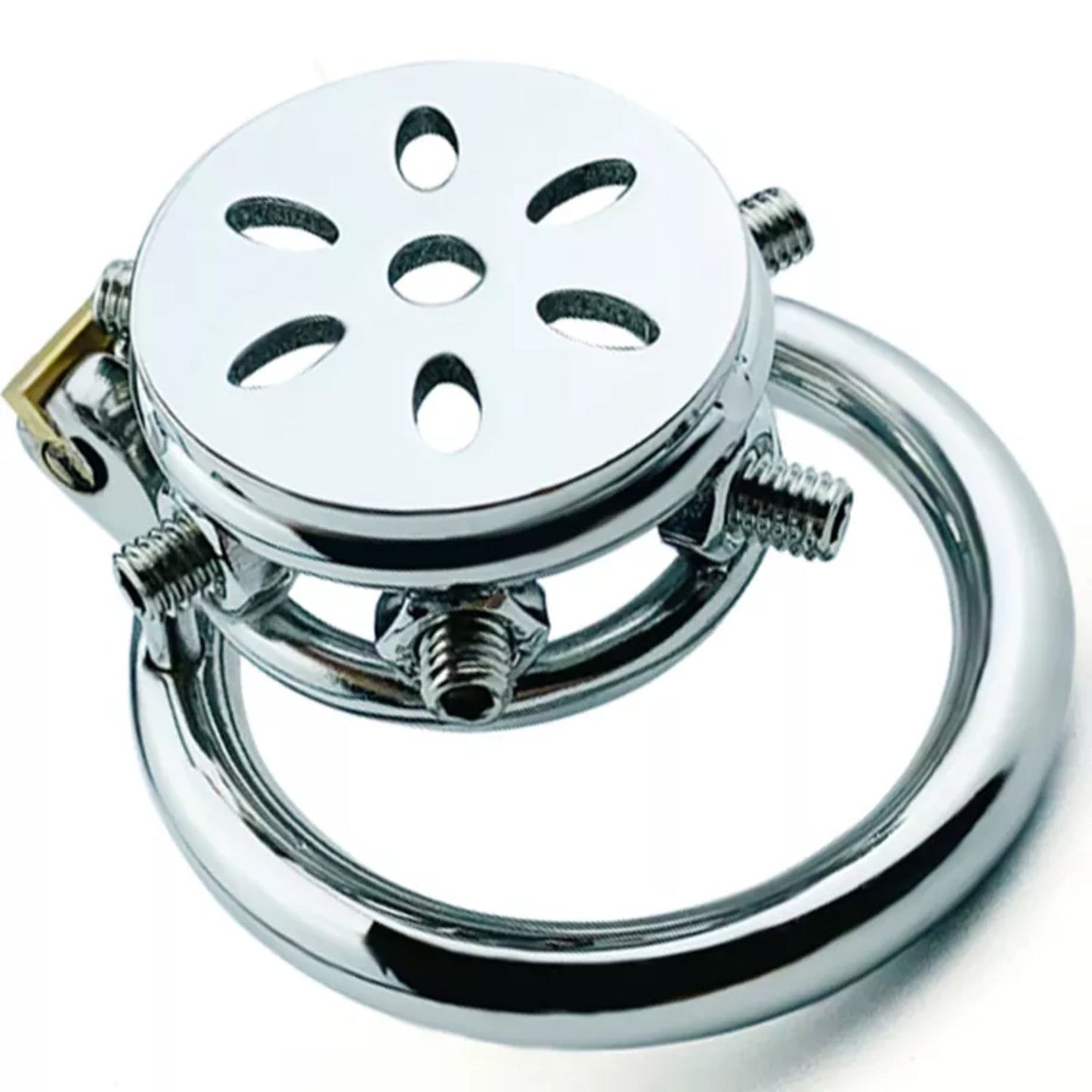 Stainless Steel Closed Chastity Ring with Pointed Screws Chastity Cage #134 with 45 mm Ring
