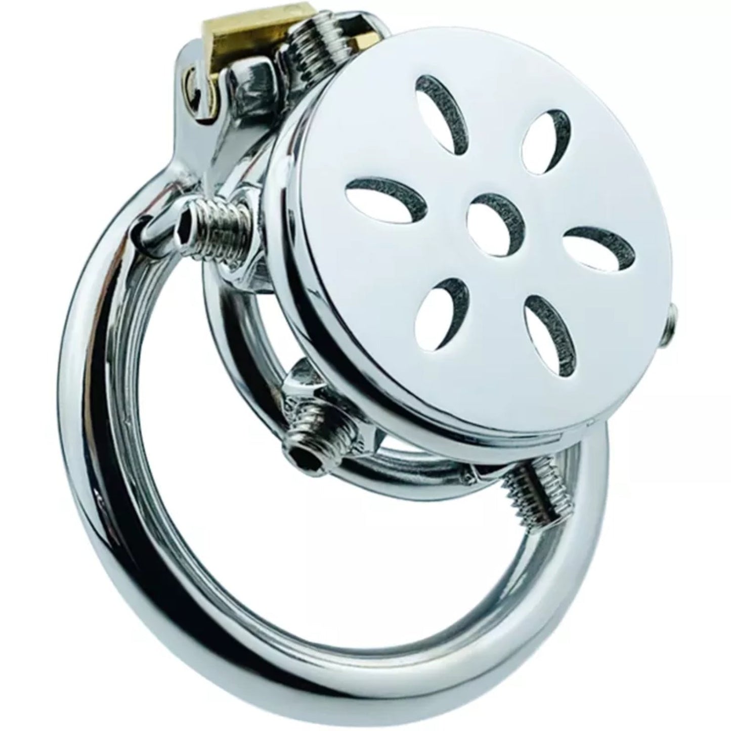 Stainless Steel Closed Chastity Ring with Pointed Screws Chastity Cage #134 with 45 mm Ring