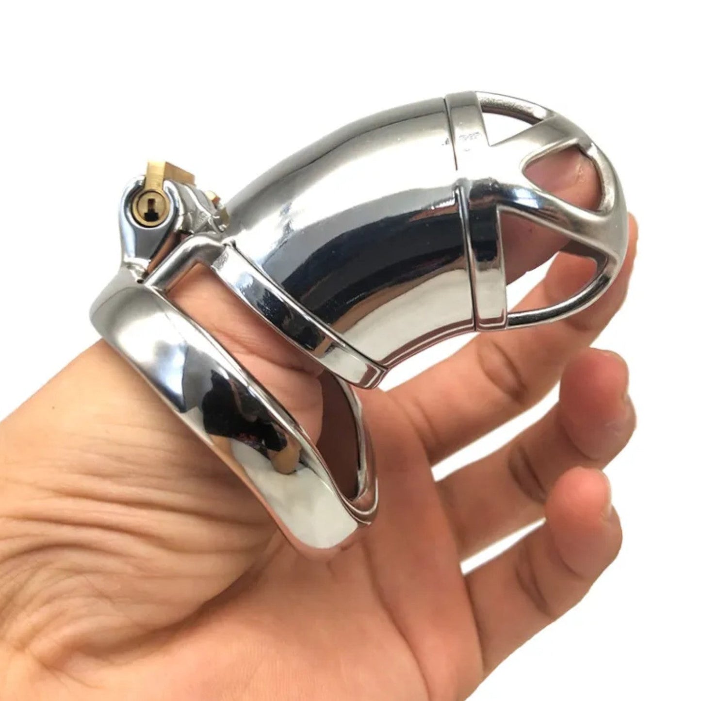 Stainless Steel Comfortable Chastity Silver Cock Cage #20 with 45 mm Ring