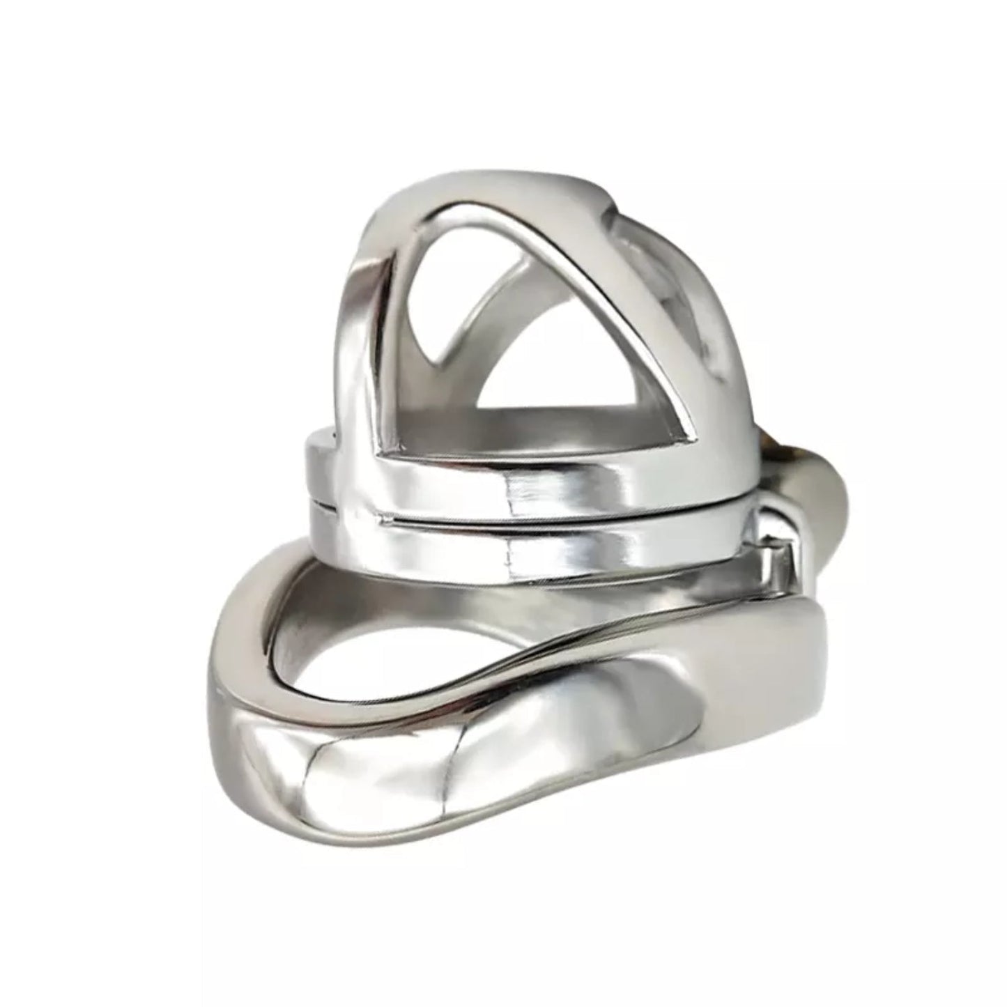 Stainless Steel Curved Ring Chastity Cock Cage #48C with 45 mm Ring