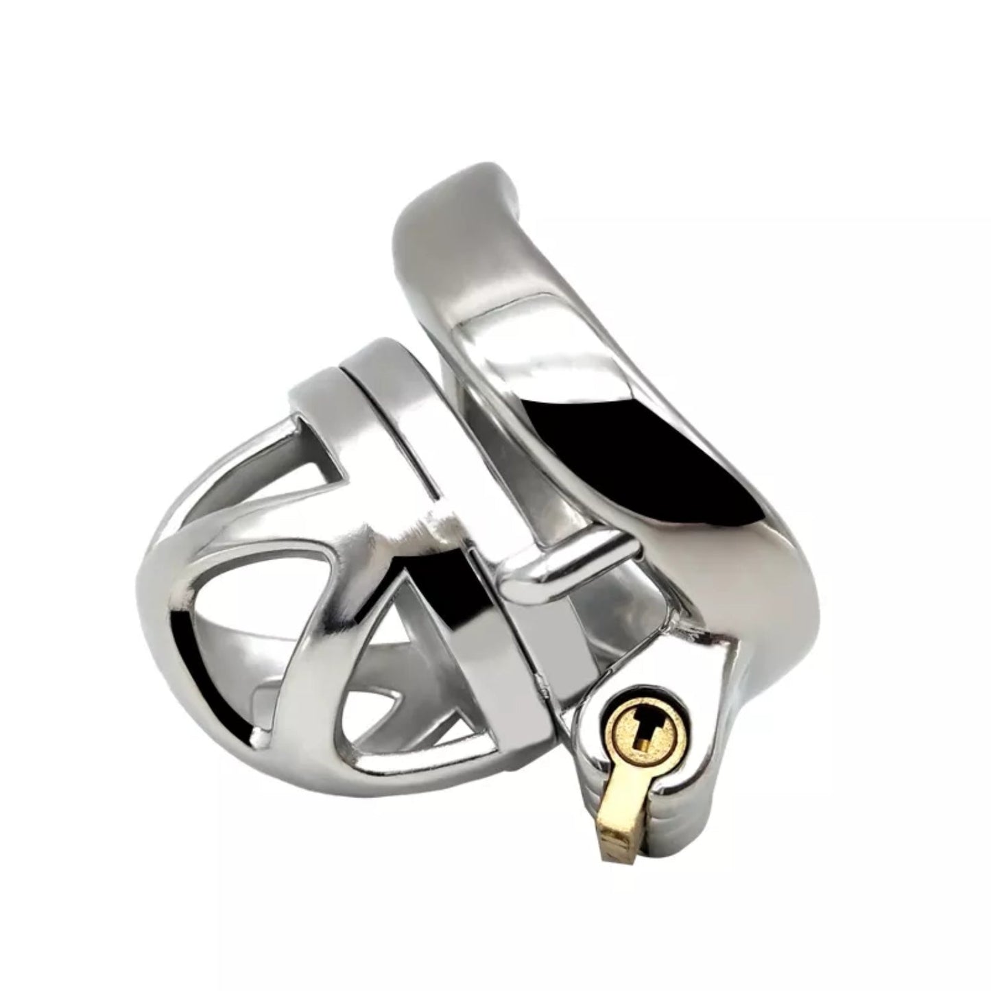 Stainless Steel Curved Ring Chastity Cock Cage #48C with 45 mm Ring
