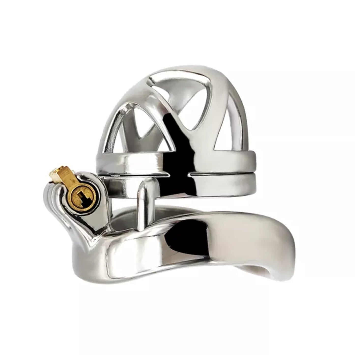 Stainless Steel Curved Ring Chastity Cock Cage #48C with 45 mm Ring