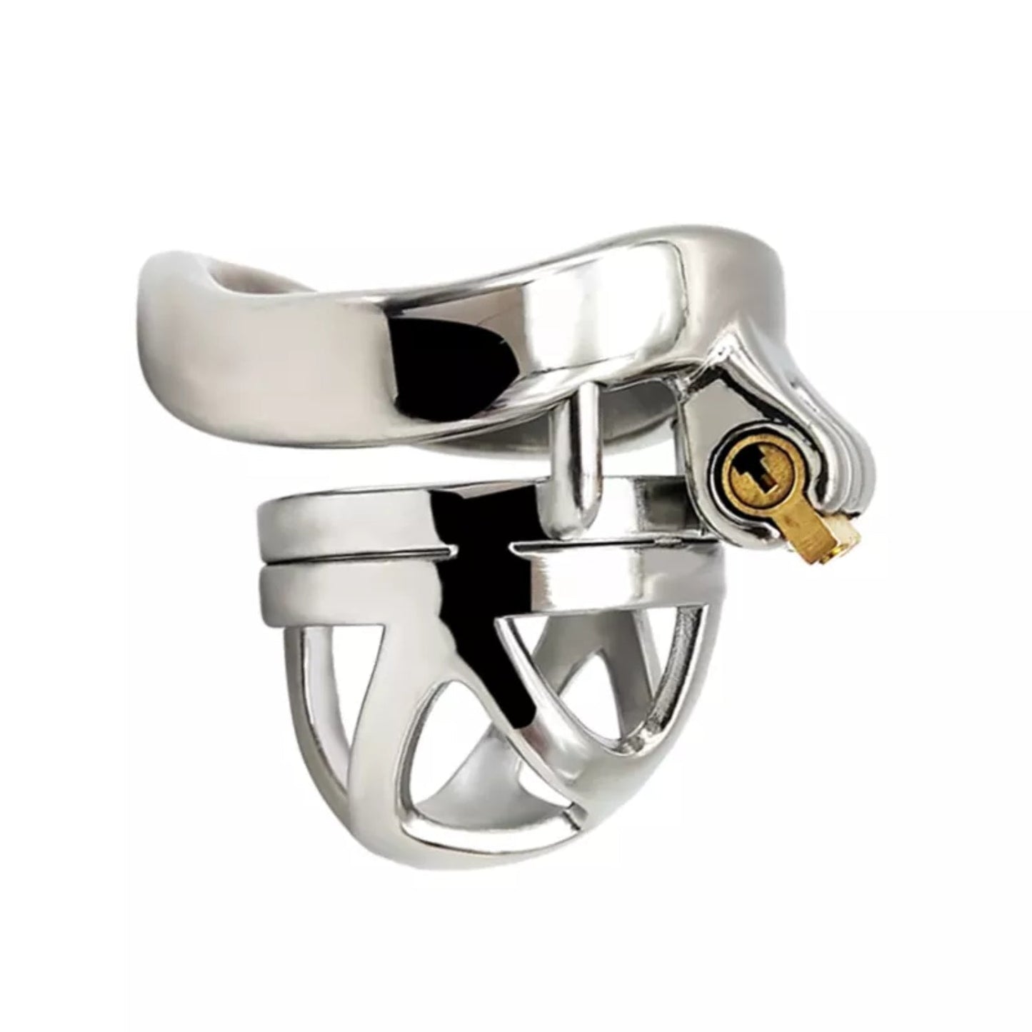 Stainless Steel Curved Ring Chastity Cock Cage #48C with 45 mm Ring