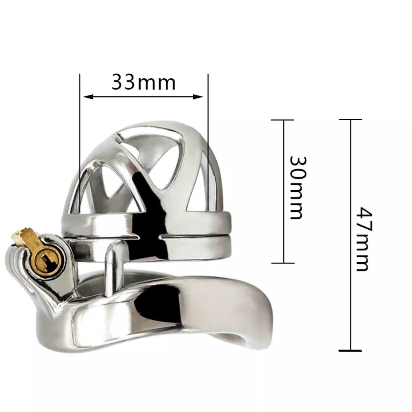 Stainless Steel Curved Ring Chastity Cock Cage #48C with 45 mm Ring
