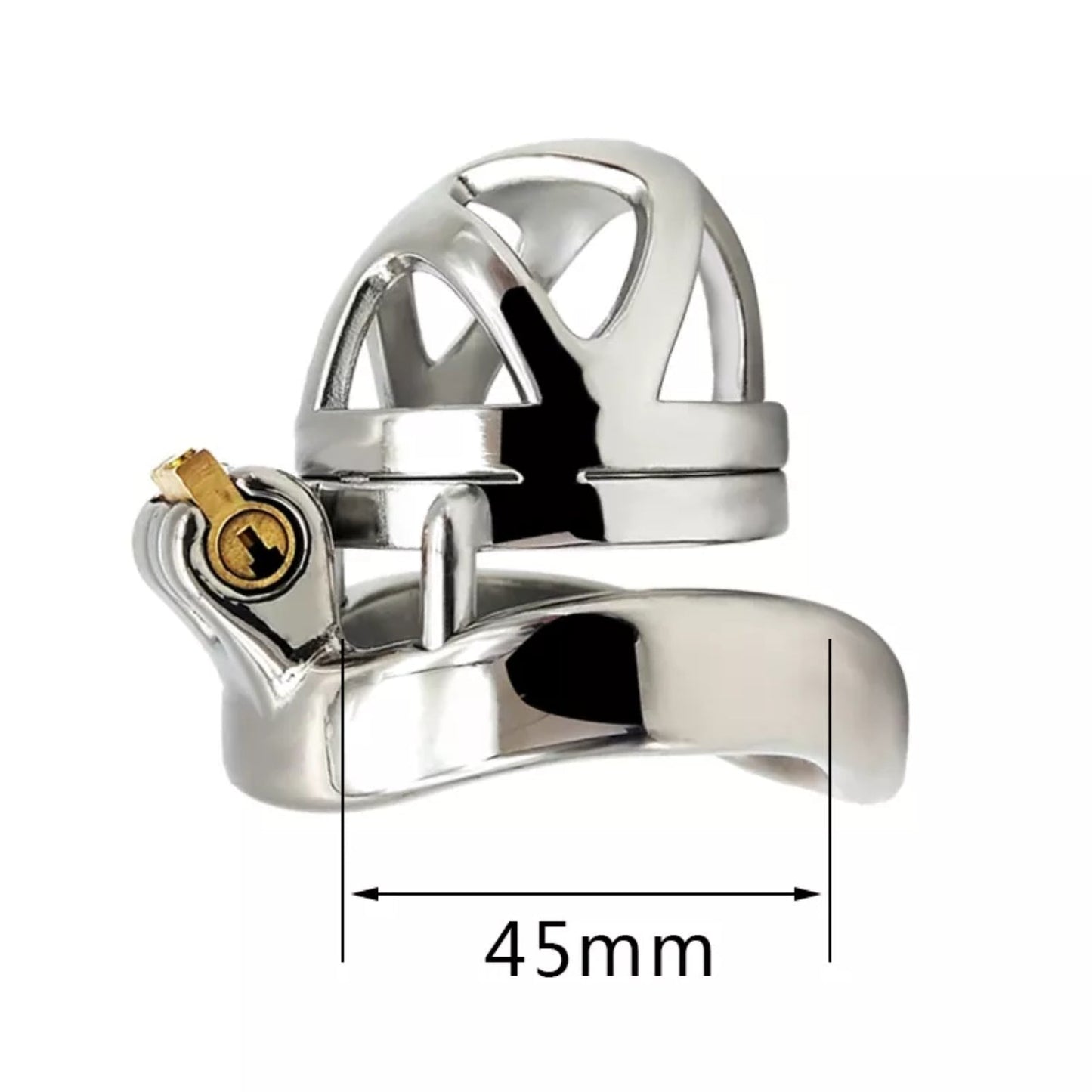Stainless Steel Curved Ring Chastity Cock Cage #48C with 45 mm Ring