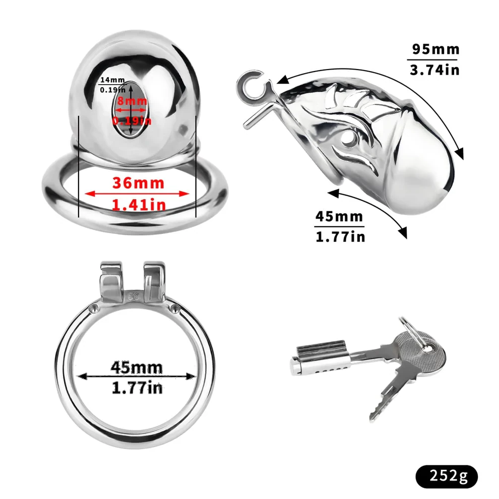 Stainless Steel Lock Him Up Birdcage Chastity Cage 45 mm #311A