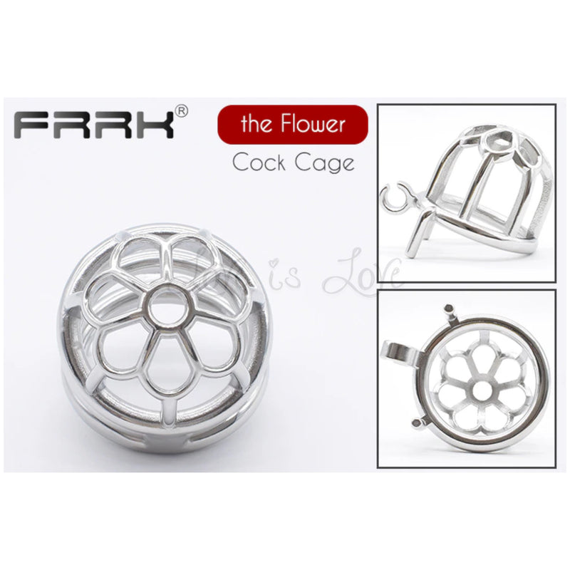Stainless Steel Short Chastity Flower Cock Cage #01 with 45 mm Round R