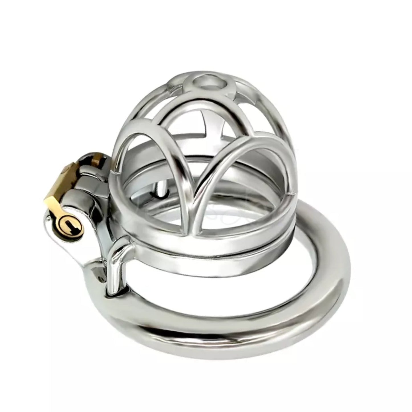 Stainless Steel Short Lock Chastity Cock Cage #49 with 45 mm Ring