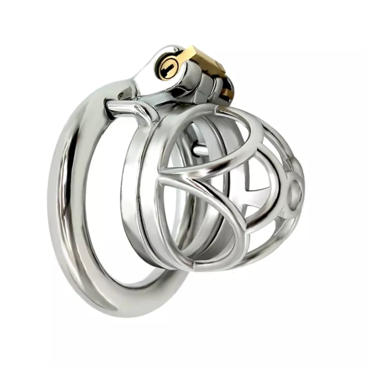 Stainless Steel Short Lock Chastity Cock Cage #49 with 45 mm Ring