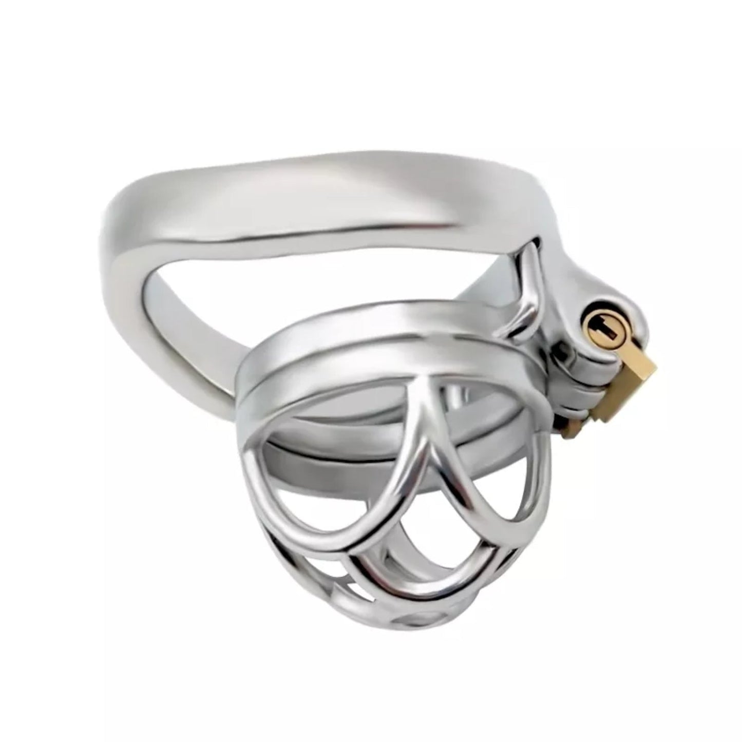 Stainless Steel Short Lock Chastity Cock Cage #49 with 45 mm Ring