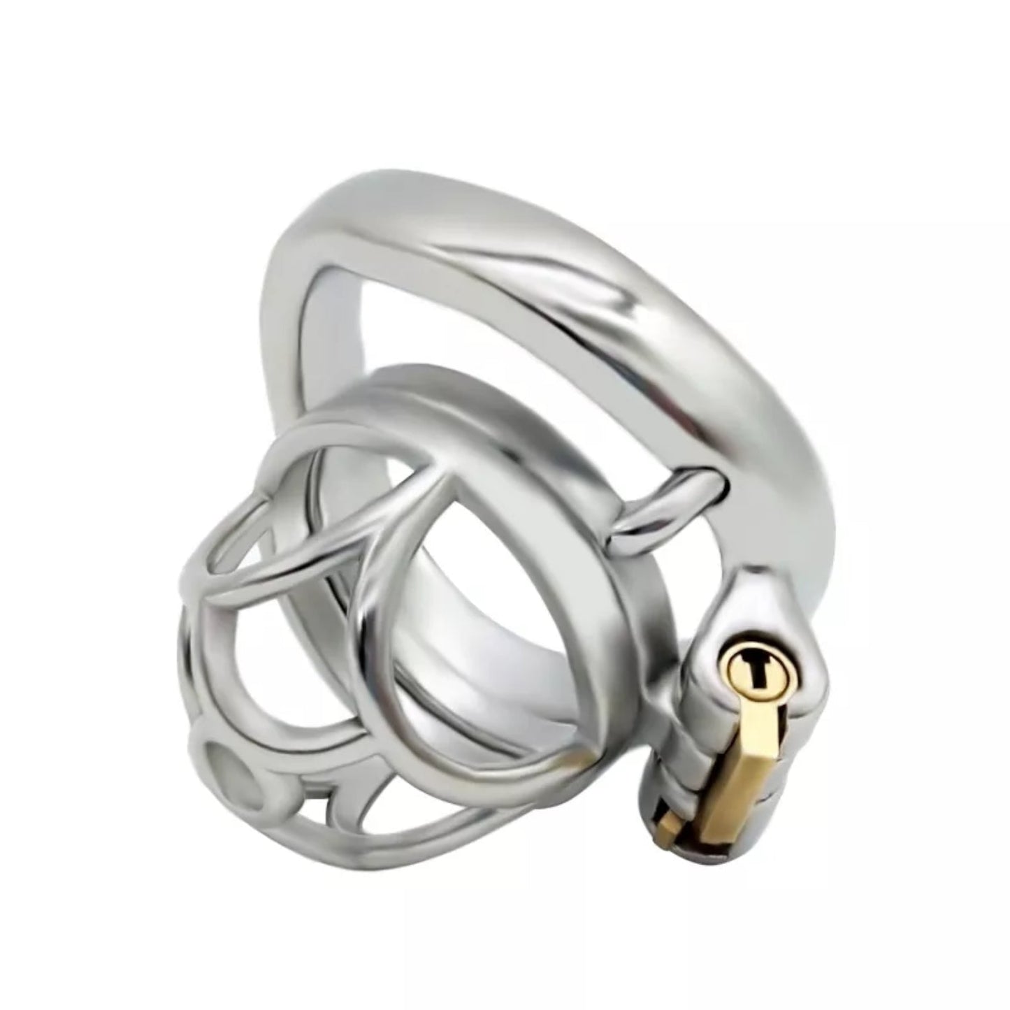 Stainless Steel Short Lock Chastity Cock Cage #49 with 45 mm Ring