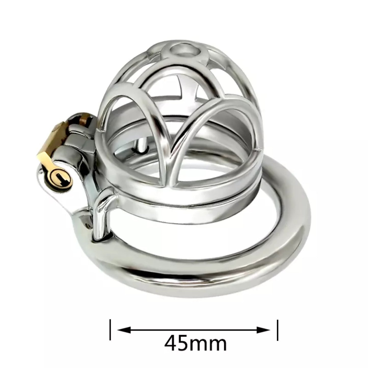 Stainless Steel Short Lock Chastity Cock Cage #49 with 45 mm Ring