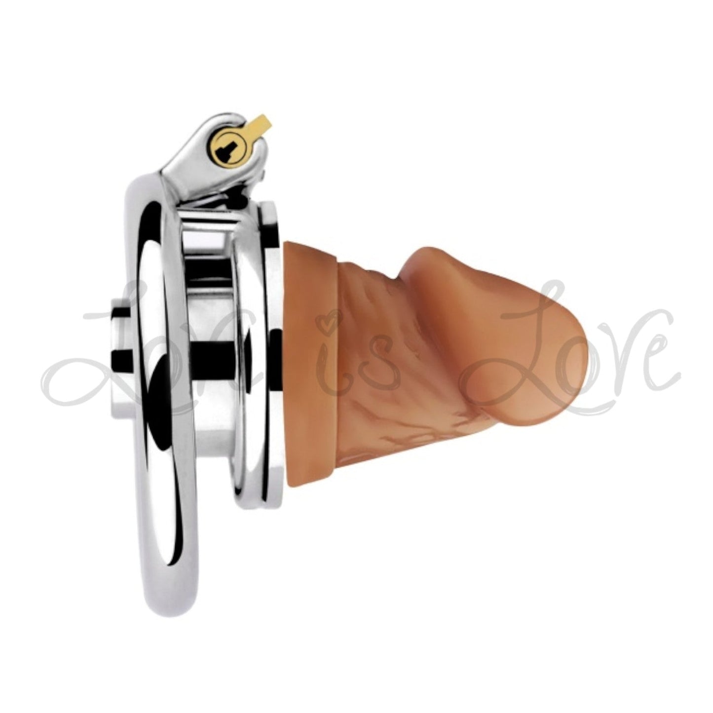 Stainless Steel Silicone Penis Inverted Chastity Cage with Catheter 46 mm #406