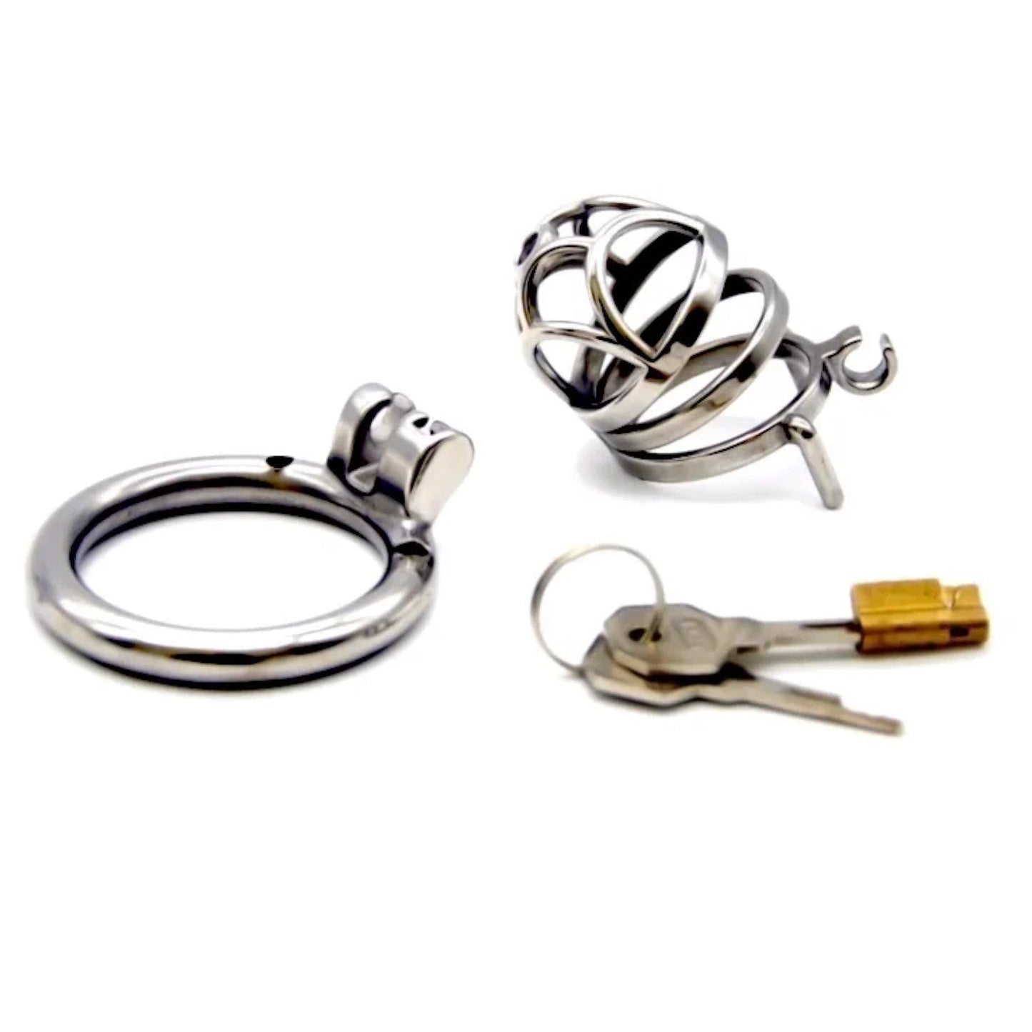 Stainless Steel?Sliver Knight?Chastity Cock Cage #08 with 45 mm Ring