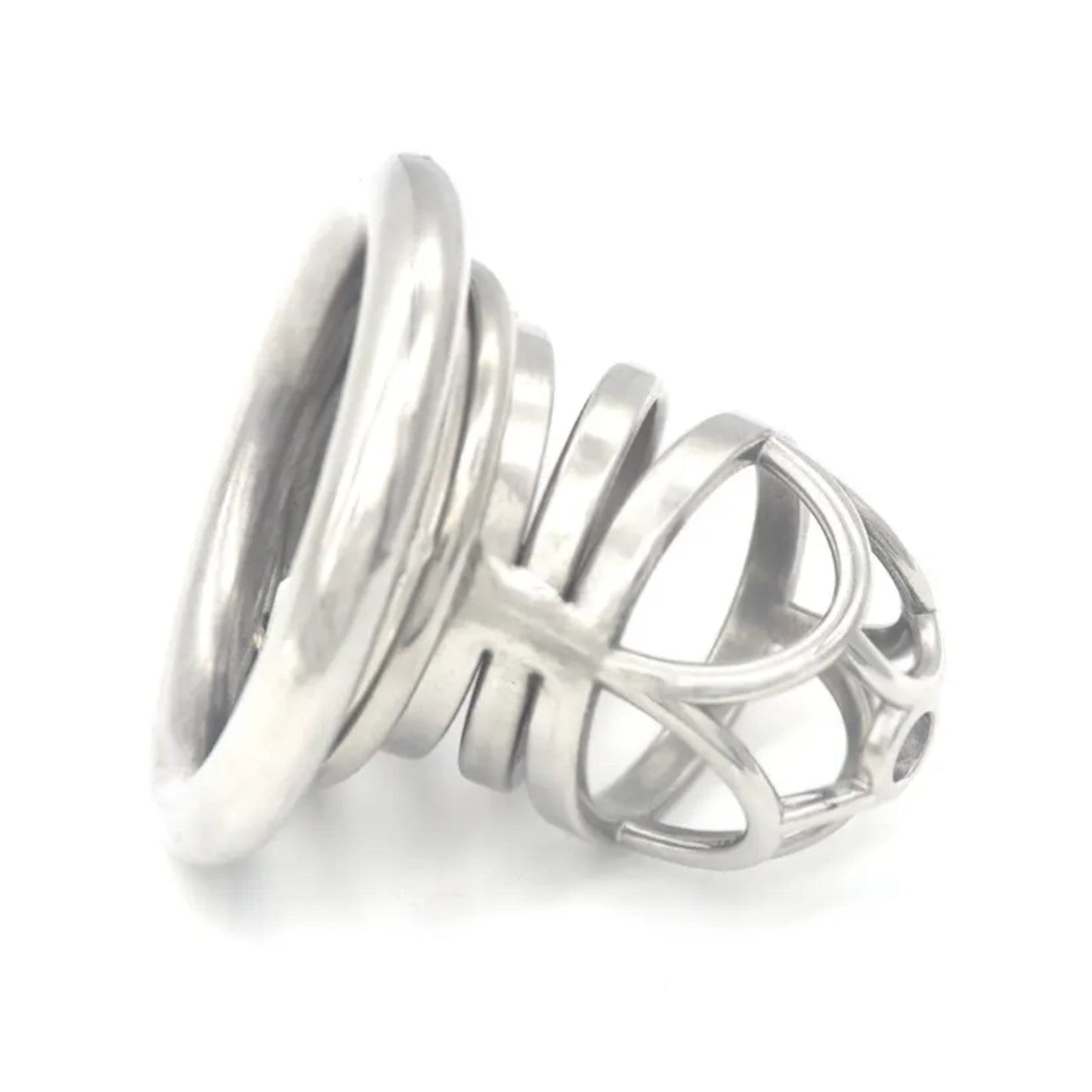 Stainless Steel?Sliver Knight?Chastity Cock Cage #08 with 45 mm Ring