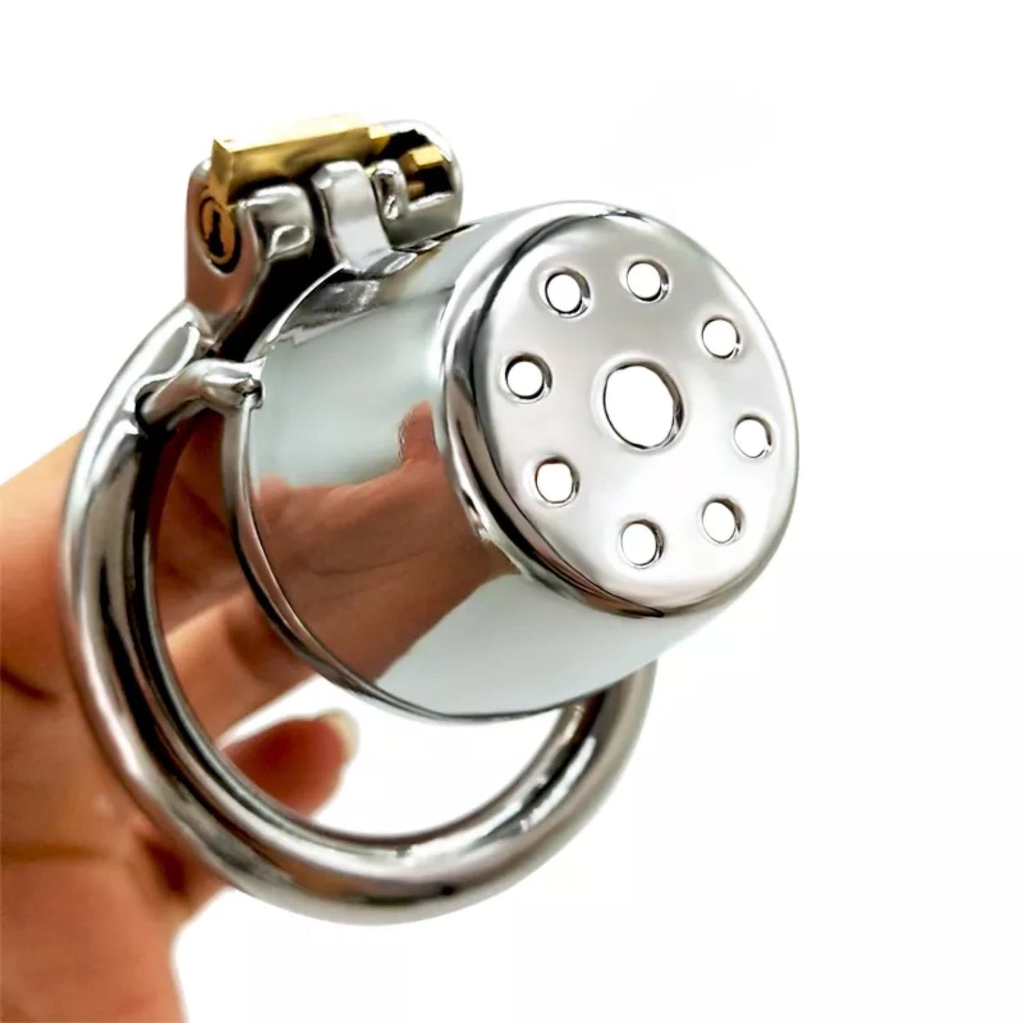 Stainless Steel Small Anti Pull-out Chastity Cage #80 with 45 mm Ring