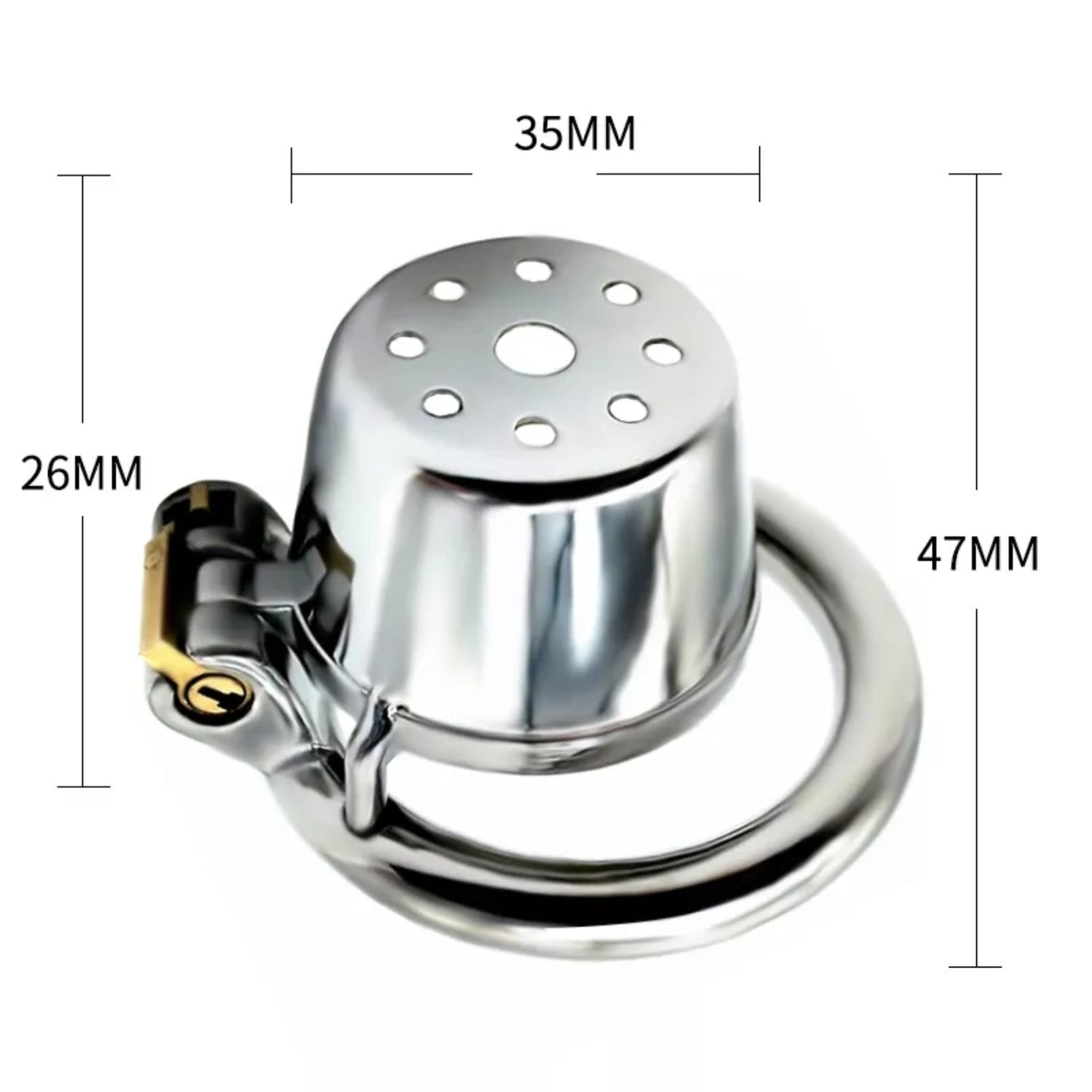 Stainless Steel Small Anti Pull-out Chastity Cage #80 with 45 mm Ring